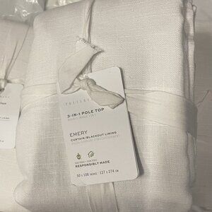 Pottery Barn Emery 3-in-1 Pole-Top Blackout Curtain Panel – White – 50" x 108"